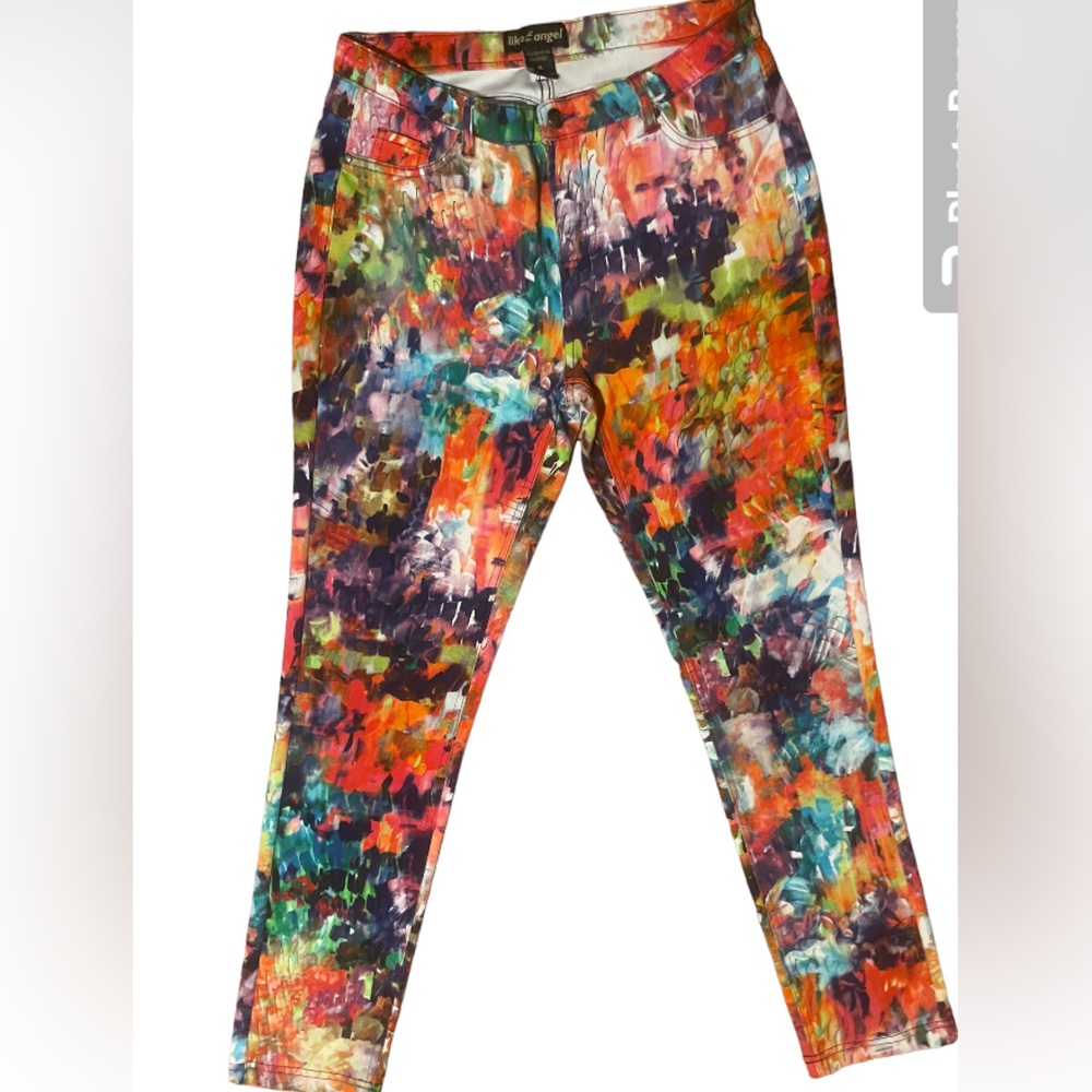 Water color look stretch pants